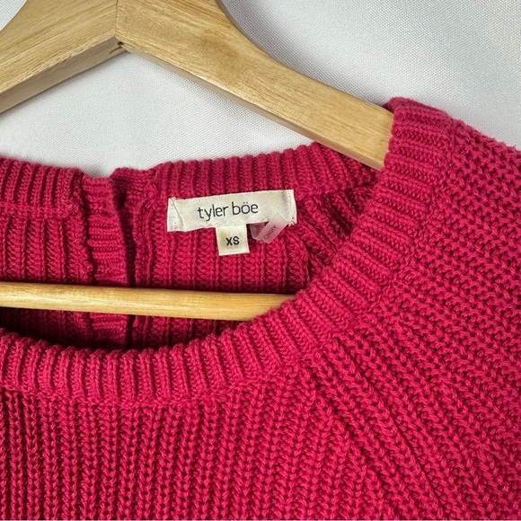 Tyler Boe Red Button Back Mineral Wash Crewneck Pullover Sweater XS - Picture 4 of 4